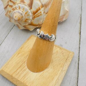 Moon & Stars Sterling Silver Ring Size 7